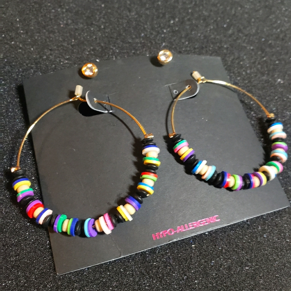 Colorful Beaded Hoops